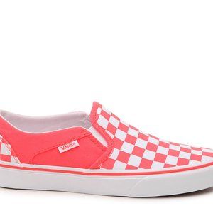 neon orange checkerboard vans